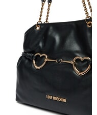 LOVE MOSCHINO EMBOSSED Sac à bandoulière avec coeurs en métal Noir - Sacs pour Femme - 3