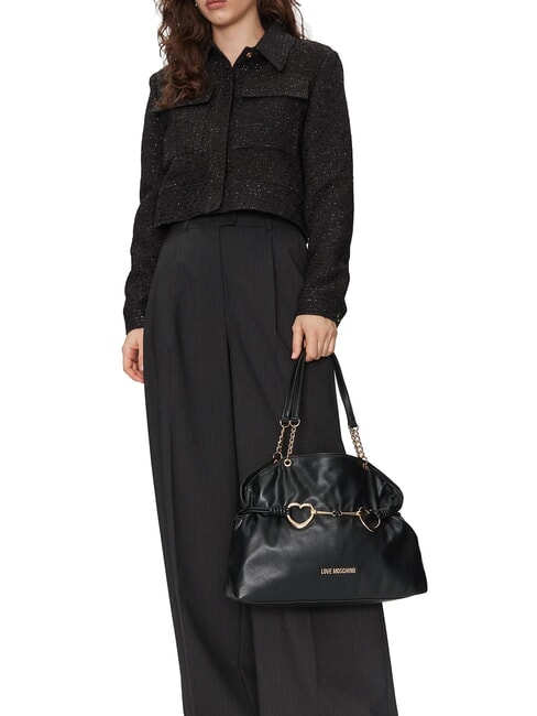 EMBOSSED Sac à bandoulière avec coeurs en métal Noir - Sacs pour Femme