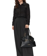 LOVE MOSCHINO EMBOSSED Sac à bandoulière avec coeurs en métal Noir - Sacs pour Femme - 5