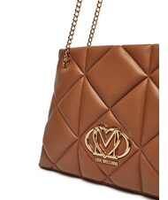 LOVE MOSCHINO GEOMETRIC Sac bandoulière avec anses chaîne chameau - Sacs pour Femme - 3