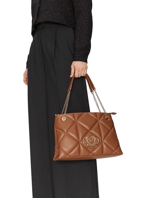 GEOMETRIC Sac bandoulière avec anses chaîne chameau - Sacs pour Femme