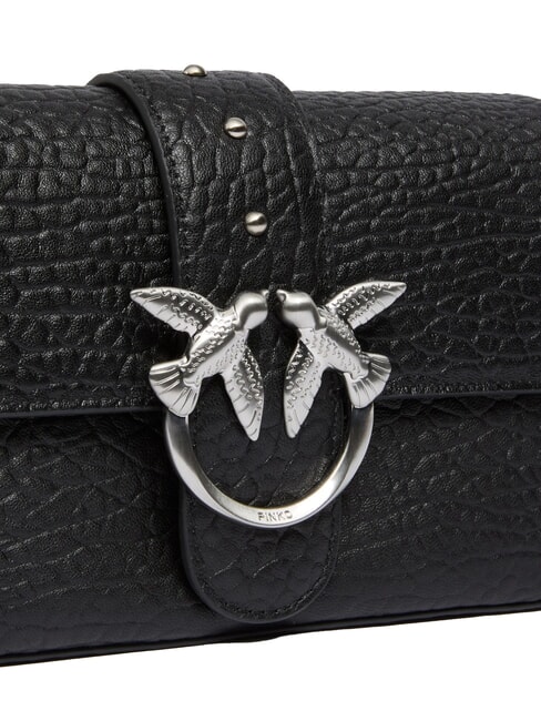 LOVE ONE SLOUCHY  Mini sac à bandoulière en cuir limousine noire - argent mat - Sacs pour Femme