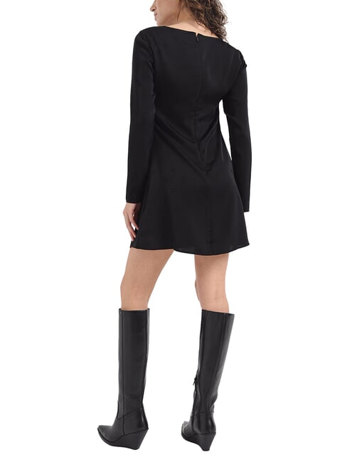 CK JEANS Robe courte à manches longues et logo all-over AOP floral noir ton sur ton - Vêtements femme