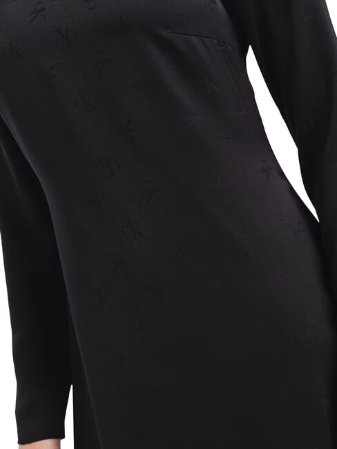 CK JEANS Robe courte à manches longues et logo all-over AOP floral noir ton sur ton - Vêtements femme