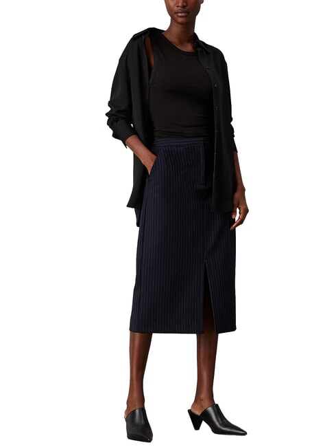 CK Jupe midi à rayures ciel nocturne / bande grise du matin - Jupes pour femmes