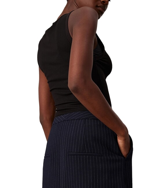 CK Jupe midi &agrave; rayures ciel nocturne / bande grise du matin - Jupes pour femmes