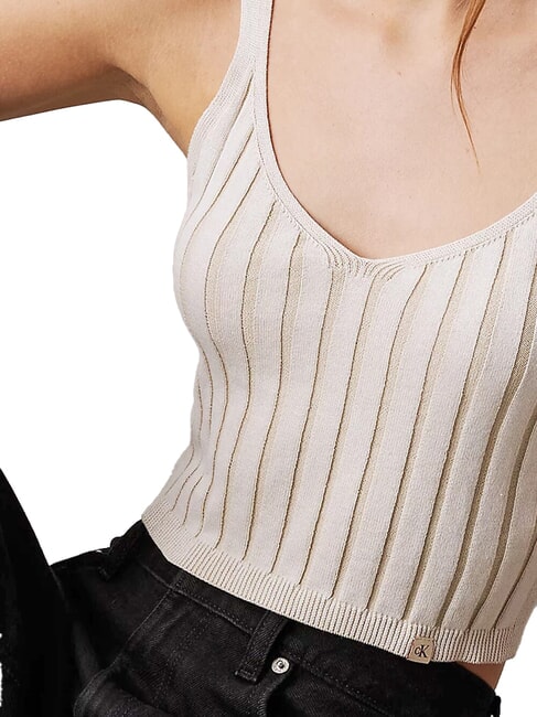 CK JEANS Débardeur bralette en coton ivoire / pélican - T-shirt