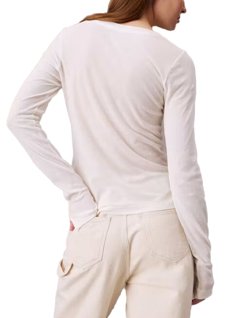 CK JEANS Pull en coton &agrave; col rond ivoire - Chandails pour femmes