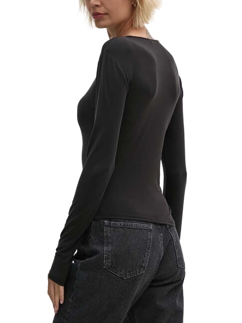 CK JEANS T-shirt à manches longues et col ras du cou ck noir - T-shirt