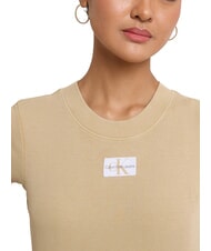 CALVIN KLEIN CK JEANS T-shirt court à manches courtes kaki pâle - T-shirt - 4