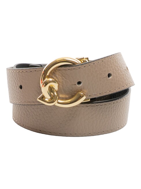 C-ME BICOLOR  Ceinture en cuir r&eacute;versible noir/avec taupe - Ceintures