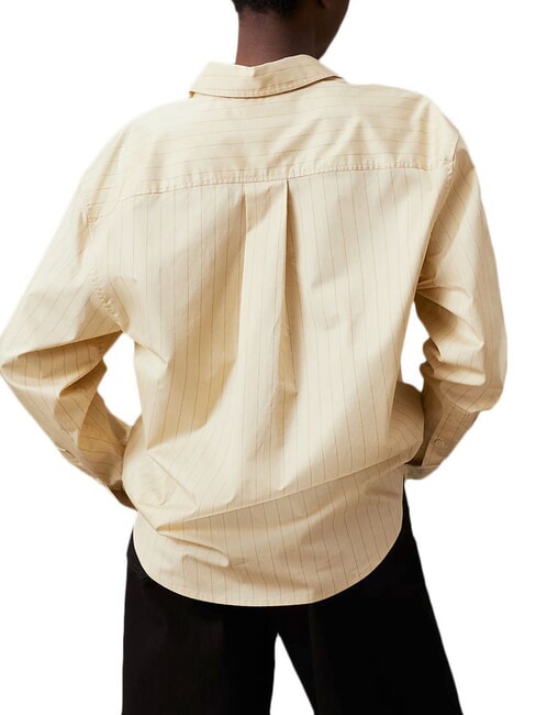 CK Chemise à manches longues coupe décontractée frêne de bois / bande de café glacé - Chemises