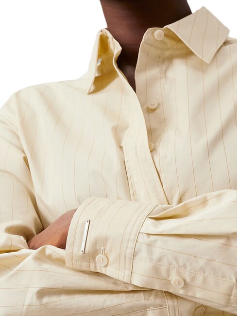 CK Chemise à manches longues coupe décontractée frêne de bois / bande de café glacé - Chemises