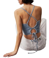 CALVIN KLEIN CK JEANS Crop top en jean avec lacets denim - T-shirt - 3