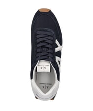 ARMANI EXCHANGE ROYALE SUEDE AIR MESH Baskets en cuir avec logo AX bleu marine + blanc cassé - Chaussures Homme - 4