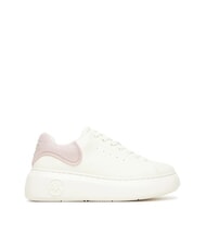 ARMANI EXCHANGE SUPER MINI-TUMBLED Baskets blanc cass&eacute; + rose p&acirc;le - Chaussures Femme - 2