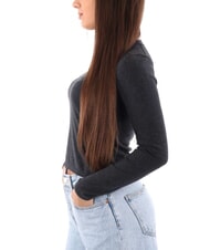 CALVIN KLEIN CK JEANS Pull court &agrave; col rond bruy&egrave;re &eacute;b&egrave;ne - Chandails pour femmes - 3