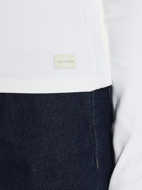 CK JEANS Pull ras du cou côtelé blanc brillant - Chandails pour femmes