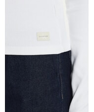 CALVIN KLEIN CK JEANS Pull ras du cou côtelé blanc brillant - Chandails pour femmes - 4