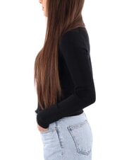 CALVIN KLEIN CK JEANS Pull avec d&eacute;coupe lat&eacute;rale ck noir - Chandails pour femmes - 4