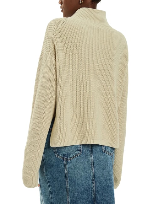 CK JEANS Pull col roul&eacute; en coton coupe d&eacute;contract&eacute;e p&eacute;lican - Chandails pour femmes