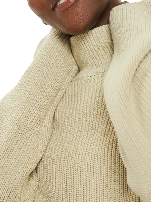 CK JEANS Pull col roulé en coton coupe décontractée pélican - Chandails pour femmes