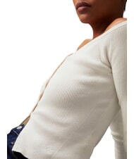 CALVIN KLEIN CK JEANS Cardigan côtelé à boutons ivoire - Chandails pour femmes - 3