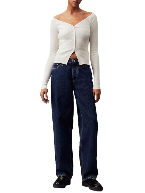 CK JEANS Cardigan côtelé à boutons ivoire - Chandails pour femmes