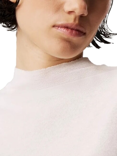 CK JEANS Pull col roulé en coton ivoire - Chandails pour femmes