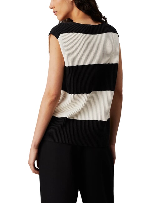 CK JEANS Gilet en tricot de coton ivoire / noir ck - T-shirt