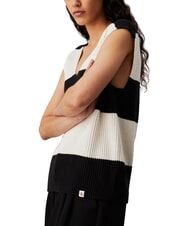 CALVIN KLEIN CK JEANS Gilet en tricot de coton ivoire / noir ck - T-shirt - 3
