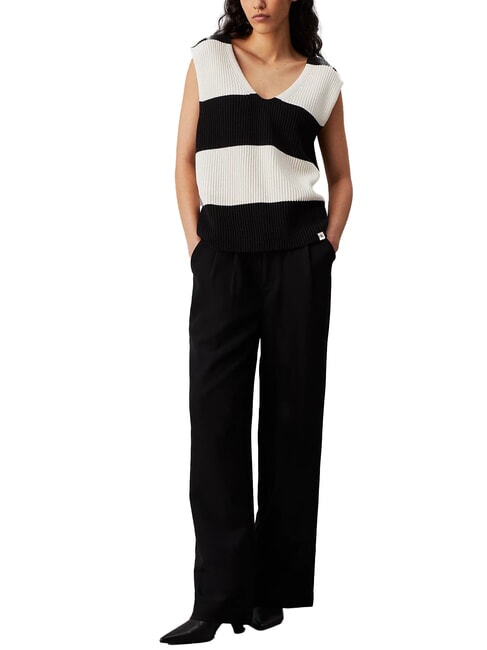 CK JEANS Gilet en tricot de coton ivoire / noir ck - T-shirt