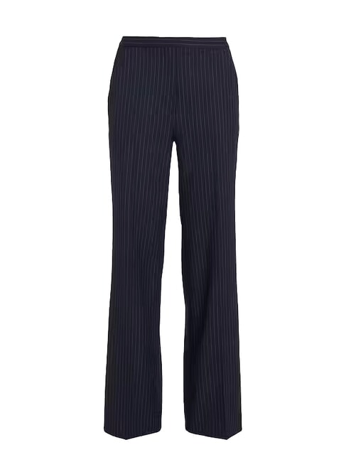 CK Pantalon large &agrave; rayures ciel nocturne / bande grise du matin - Pantalons pour femmes