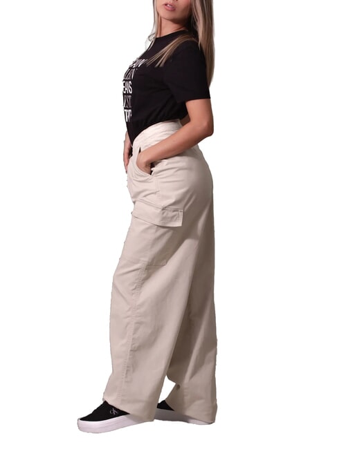 CK JEANS Pantalon cargo en coton bross&eacute; p&eacute;lican - Pantalons pour femmes