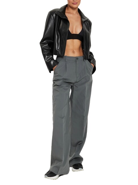 CK JEANS Pantalon chino &agrave; jambes larges et droites gris infini - Pantalons pour femmes