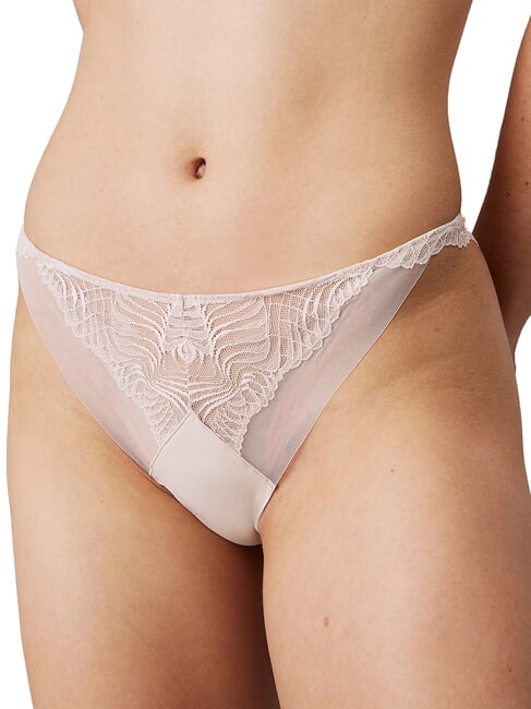 CK String avec empiècement en dentelle matin gris - Slip femme
