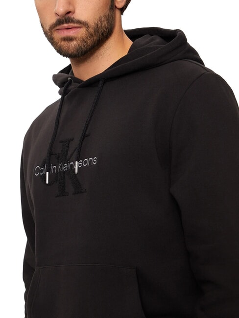 CK JEANS Sweat &agrave; capuche avec logo Teddy ck noir - Pulls molletonn&eacute;s