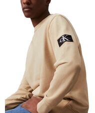 CALVIN KLEIN CK JEANS Sweat-shirt ras du cou en coton kaki p&acirc;le - Pulls molletonn&eacute;s - 3