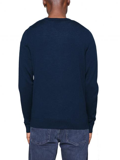 SUPERIOR WOOL Pull col rond en laine Calvin Navy - Pulls pour hommes