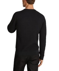 CALVIN KLEIN CK Pull col rond avec d&eacute;tails tiss&eacute;s ck noir - Pulls pour hommes - 2