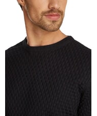CALVIN KLEIN CK Pull col rond avec d&eacute;tails tiss&eacute;s ck noir - Pulls pour hommes - 3