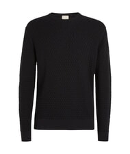 CALVIN KLEIN CK Pull col rond avec d&eacute;tails tiss&eacute;s ck noir - Pulls pour hommes - 4