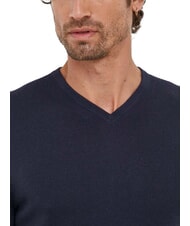 CALVIN KLEIN CK Pull en laine col V, coupe régulière ciel nocturne - Pulls pour hommes - 3