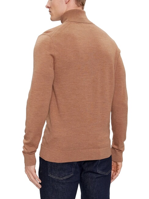 CK Pull col roul&eacute; en laine coupe slim bruy&egrave;re travertine - Pulls pour hommes