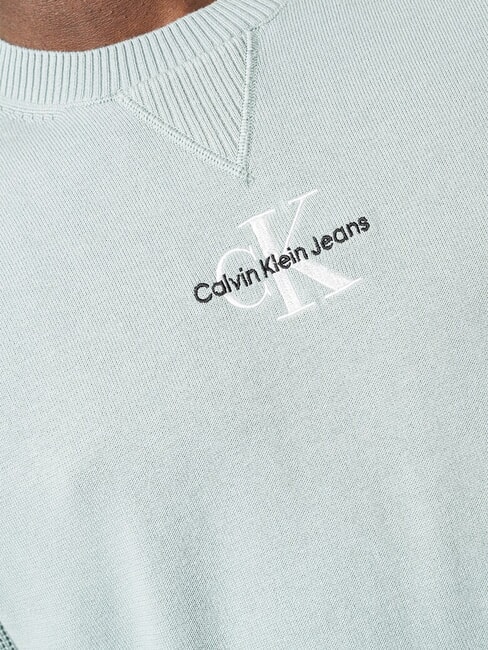 CK JEANS Pull en coton avec logo gris ardoise - Pulls pour hommes