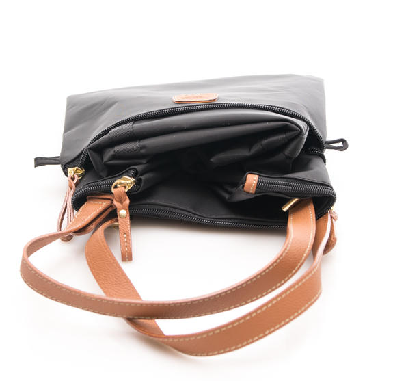 X-BAG Sac port&eacute; &eacute;paule / sac bandouli&egrave;re Noir / Tabacc - Sacs pour Femme