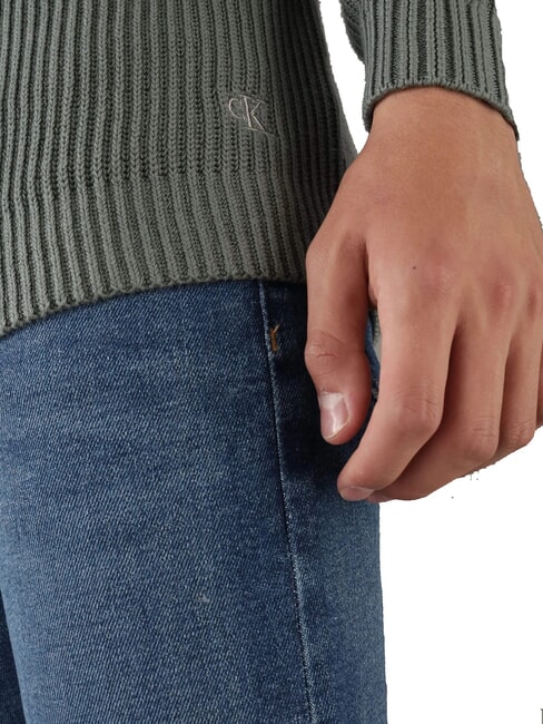 CK JEANS Pull ras du cou côtelé gris infini - Pulls pour hommes