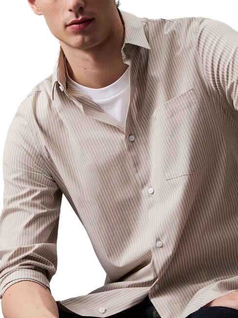 CK Chemise rayée en popeline extensible Brouillard de Londres - Chemises pour hommes