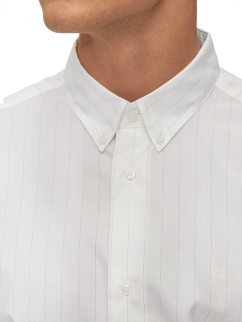 CK Chemise à manches longues à rayures coupe slim blanc brillant - Chemises pour hommes