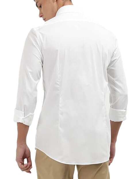 CK Chemise slim en popeline de coton blanc brillant - Chemises pour hommes
